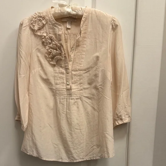 Banana Republic silk-cotton boho 3/4 sleeve Heritage Popover, Size XS - Picture 2 of 8